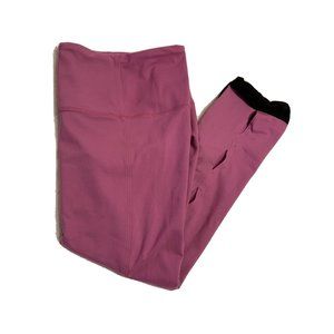 LUCY Side Vent Cropped Leggings Womens Pink Black Lace Trim  XS P